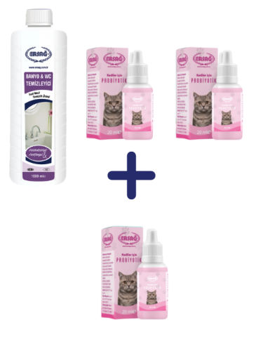 BANYO WC TEMİZLEYİCİ 1000 ML , KEDİLER İÇİN PROBİYOTİK 20 ML 2 ADET ALANA, KEDİLER İÇİN PROBİYOTİK 20 ML 1 ADET HEDİYE - 0