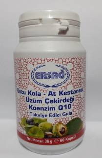 Ersağ Gotu Kola, At Kestanesi, Üzüm Çekirdeği, Koenzim Q10 İçeren Gıda Takviyesi