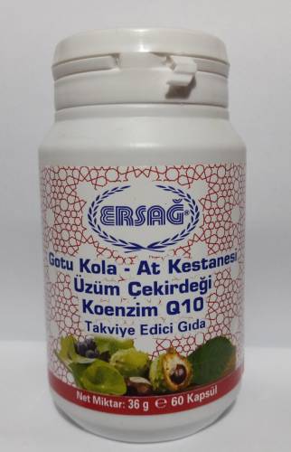 Ersağ Gotu Kola, At Kestanesi, Üzüm Çekirdeği, Koenzim Q10 İçeren Gıda Takviyesi - 0