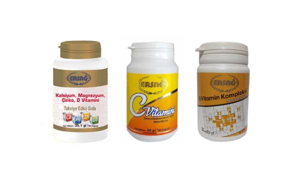 Ersağ Kalsiyum, Magnezyum, Çinko, D Vitamini + C Vitamini Kapsül + B Vitamin Kompleksi - 0