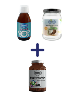 OMEGA 3 SIVI (ÇİLEK AROMALI), HİNDİSTAN CEVİZİ YAĞI 270 GR, ALANA MULTİVİTAMİN KAPSÜL HEDİYE